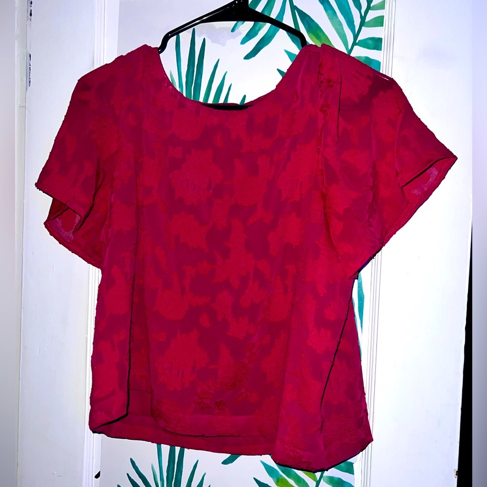 Loft Cropped Lacy Blouse Keyhole Back Women’s SP
